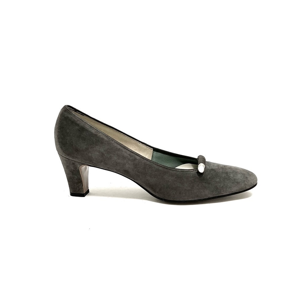 Vintage 1990s deadstock gray suede slip on heels